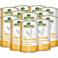 Schecker Wet Food for the Dog - Dog Menu Chicken Small with Lentils and Coconut Oil - 12 x 410 g - with 82% Chicken - Diet Food - Only 4.9% Fat