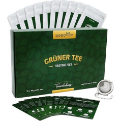 Wesertee Tea Tasting Set Green Tea - Tea Gift Set for Christmas with 10 Green Teas from Around the World Including Tea Infuser | Luxury Tea Tasting Set