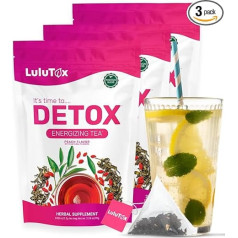 LULUTOX Detox Tea - Herbal Blend with Dandelion, Ginseng and Ginger - Supports Healthy Weight, Healthy Digestion - Vegan, All Natural, Laxative Free - Peach Flavour (Pack of 84)