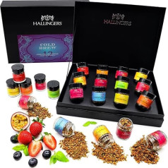 Hallingers ColdBrew Cold Infusion Blue-Purple - 12 Tea Gift Set with Cold Brew Iced Teas, Vegan & Gluten Free in Screw Jars (Set) - Fill Advent Calendar Novelties & Advent Calendar | Birthday