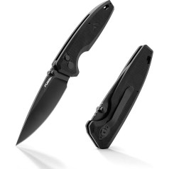FLISSA Pocket Knife, One-Handed Knife, Hunting Knife, Folding Knife, Survival Knife with G10 Handle, Sharp Pocket Knife Made of D2 Steel, for Camping, Hiking, Travel
