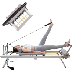 HLGKBY Pilates Reformer Device for Home and Gym, Foldable Pilates Reformer Home Indoor Exercise Equipment, Personal Indoor Sports Equipment with 5 Resistance Cables