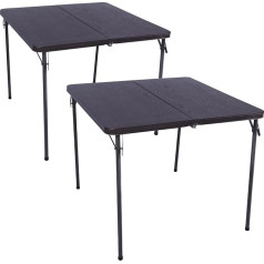 REDCAMP Folding Buffet Table 86 x 86 x 72 cm, Lightweight Portable Fold in Half Square Camping Table Garden Table with Carry Handle for up to 4 People Indoor Play Bridge Dining, Brown (1 Piece)