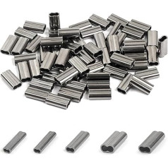 AGOOL Copper Crimp Sleeves - 200 Pieces Fishing Crimp Sleeves Brass Copper Crimping Loop Fishing Line Pipe Connector Fishing Wire Leader Rigging Tool Size 0.8mm-2.6mm