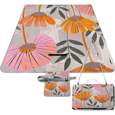 NTVOWPZO Outdoor Picknickdecke Extra Große Stranddecke Wasserdicht Picknickmatte Pfirsich und Orange Blumen Campingdecke Tragbar mit Tragegurt Parkdecke für Gras Camping Park