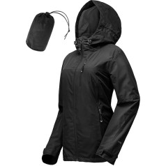 33,000ft Women’s Waterproof Outdoor Rain Jacket, Breathable Autumn Transition Jacket, Lightweight Jacket with Hood, Windbreaker for Hiking, Travel, Trekking, Cycling