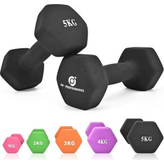 PP Performance Neoprene Dumbbell Set for Men and Women, Armpilates, 1kg, 2kg, 3kg, 4kg (Pack of 5)