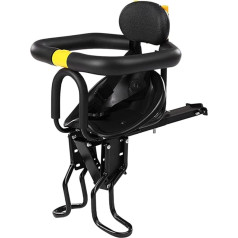 Front Children's Bicycle Seat Front Reclining Bicycle Seat for Children Children's Bicycle Seat Baby Saddle Cushion Holder with Safety Belt, Foot Pedals and Guide Bar for Babies from 8 Months to 6 Years