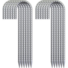 OK5STAR Pack of 12 12 Inch Galvanised Reinforcement Rods Heavy Duty J Hook Ground Anchor Curved Steel Tent Pegs Anti-Rust Steel Ground Spikes