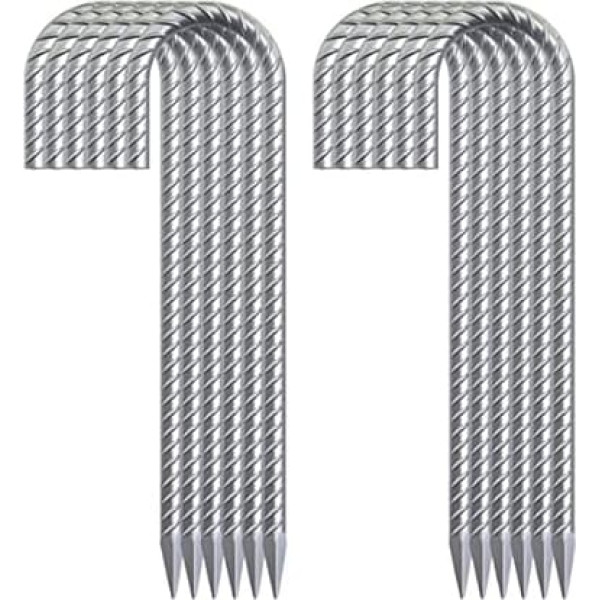OK5STAR Pack of 12 12 Inch Galvanised Reinforcement Rods Heavy Duty J Hook Ground Anchor Curved Steel Tent Pegs Anti-Rust Steel Ground Spikes