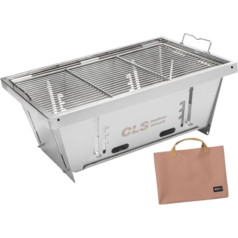 perfk Barbecue Charcoal Barbecue Camping Stove with Storage Bag Wood BBQ Folding Grill for Patio Yard Hiking Outdoor