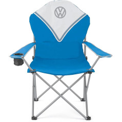 Board Masters VW Collection - Volkswagen Folding Camping Chair Deluxe with Carry Bag in T1 Bulli Bus Design 105 cm (Blue/Classic Bus)