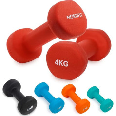 NORDFIT Neoprene Coated Cast Iron Dumbbells for Home Exercise, Pilates, Gym, Cardio, Strength Training Equipment for Men, Women and Kids, Dumbbell Set in 1kg, 2kg, 3kg, 4kg, 5kg
