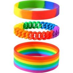 Rainbow Bracelet Silicone Unisex Bracelets Rainbow Rubber Bracelets Kids Rubber Bracelets Gift Rainbow Silicone 6 Colours Sports Wristbands Love Silicone Bracelet Gift Decor 3 Pieces, Silicone