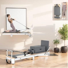 XZEIT XZEIT Foldable Pilates Reformer Machine, Pilates Reformers for Home and Studio, Adjustable Resistance System, Aluminium Alloy Frame - 1100 lbs Weight Capacity