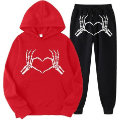 Eauptffy Women's Hooded and Tracksuit Bottoms, Hoodie Set, Halloween Printed Tracksuit Set, Hooded 2-Piece Tracksuit, Loose Casual Loungewear, Fashionable Festive Streetwear, Jogger