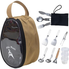 Camping-Geschirr-Set, Camping-Kochutensilien-Set, 11-teiliges Grill-Kochgeschirr-Set mit Schüsseln und Gabeln, Faltbare Organizer-Tasche für trinkbares Campingzubehör, Kochgeschirr-Set