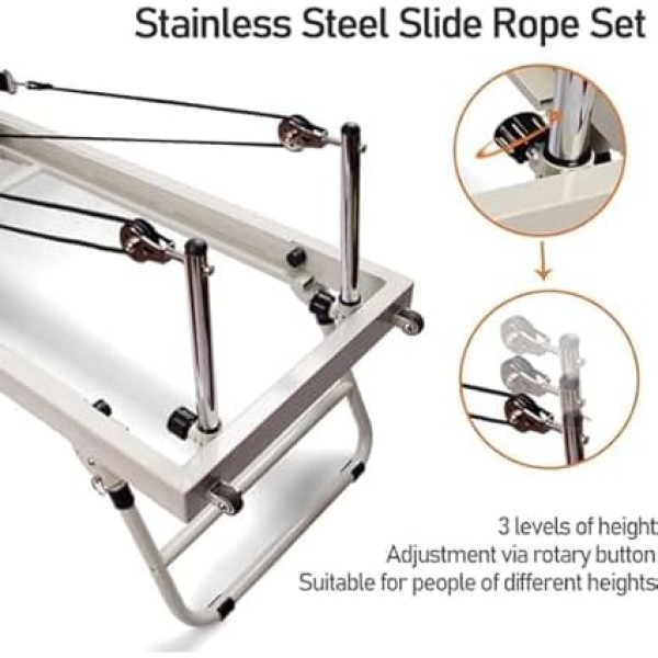 Pilates Reformer for Home Training, Foldable Reformer Pilates Machine with Spring, Adjustable Pilates Training Device for Advanced and Beginners