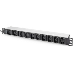 DIGITUS 19 inch power strip - 10 taps - 8x C13 & 2x C19 - C20 plug -1HE - 250VAC - 50/60Hz - 10A - for 19 inch network and server cabinets