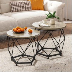 Matoresu Round Coffee Table, Set of 2, Living Room Table, Small, Side Table, Bedside Table, Sofa Table, Set of Tables for Living Room, Bedroom, Balcony, Office