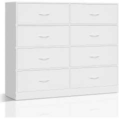 WOLTU SSK017ws Chest of Drawers with 8 Fabric Drawers, Storage Chest of Drawers White Sideboard Bedroom Living Room Hallway Made of Wood Material Metal Modern 108 x 30 x 89 cm