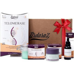 Rejuvenating Skincare Kit with Telomerase and Niacinamide Original Gift Set for Women with Exfoliating Pads, Serum, Cream, 5 Masks