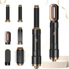 6 in 1 Hot Air Brush Set, Airstyler, with 6 Replacements: 1000 W Hair Dryer, Round Brush Hair Dryer, Thermal Brush, Airflow Curling Iron, Automatic, Blow-Drying Brush, Straightening, Curling and