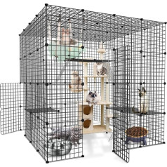 BotaBay DIY Ferret Playpen, DIY Hut Playpen, Removable Metal Wire, Large Cat Cage, Exercise Area for 1-3 Cats, Cat Caves with Dense Metal Wire with a Suitable Ladder