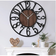 Mee 2ou Large Wall Clock Ticking Sounds, 60 cm/24 Inch Silent, Silent, Battery Operated, Modern, Oversized, Retro Vintage Oversized Wall Clock for Living Room, Bedroom and Kitchen