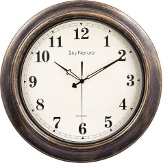 SkyNature Large Wall Clock, 45 cm, Classic Vintage Decor Wall Clock, Quiet No Ticking Noise, Battery Operated Metal Wall Clock, Retro Wall Clock for Kitchen, Living Room, Bedroom, Office - Bronze