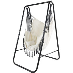 CCLIFE Hanging Chair with Frame Cushion Hanging Swing Hanging Chair Up to 100 kg Indoor and Outdoor Garden Hanging Seat