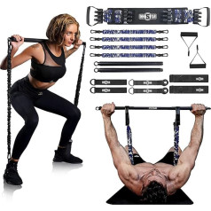 INNSTAR Portable Home Gym 3.0 Set, Resistance Bands Strength Training with Bar, Bench Press Chest Trainer Set with Handles, Door Anchor & Foot Straps, Resistance Training Fitness Equipment for Home