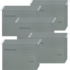 A4 Suspension Files, Pack of 25 Recycled Cardboard Hanging Files with Tabs and Card Inserts, Hanging Files for Office and School, Grey Green