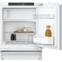 SIEMENS KU22LVFD0, iQ300 Smart Undermount Fridge with Freezer, 82 x 60 cm Recess 110 L, Bottle Holder, Safety Glass Shelves, Quick Cooling, Very Quiet, LED Lighting, Flat Hinge