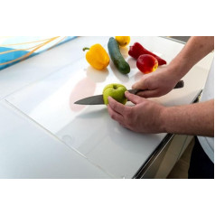 Queence Transparent Acrylic Chopping Board with Stop 58 x 45 cm Non-Slip Worktop High-Quality Kitchen Board Chopping Board for Kitchen Counter 58 x 45 cm