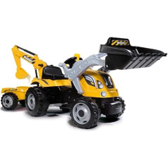 Smoby 7600710301 Tractor Builder Max Pedal Tractor with Trailer, Trailer Has Load Capacity of up to 25 kg, Shovel up to 3 kg, Tractor for Children from 3 Years, Yellow