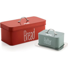 HAZEL Bread Butter Box Set | Bread Box and Butter Dish Combo | Bread and Butter Storage Box for Kitchen, Food Grade Material, Galvanised, 2 Pieces
