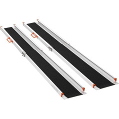 LIEKUMM 2 x Telescopic Ramps, 123-214 cm Aluminium Wheelchair Ramp, up to 300 kg, Telescopic Ramp for Wheelchair, Adjustable Portable Ramp for Stairs