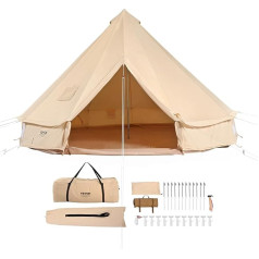 VEVOR Bell Tent 3-7 m Yurt Tent Suitable for 6-12 People TC Cotton and Robust Iron Poles with PVC Groundsheet Camping Tent