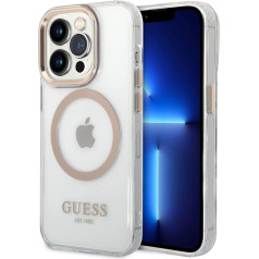 Guess GUHMP14LHTRMD Case for iPhone 14 Pro 6.1 Inch Gold/Gold Hard Case Metal Outline