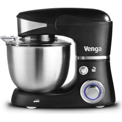 Venga! Food Processor, 5 L Stainless Steel Bowl, Four Accessories, Recipe Book, 1000 W, Black, VG M 3014