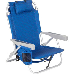 AKTIVE XXL Folding Beach Chair 50 x 53 x 78 cm 5 Positions Blue Load Capacity 110 kg Includes Padded Cushion Carry Handles Bags Thermal Bag Polyester Fabric (62353)