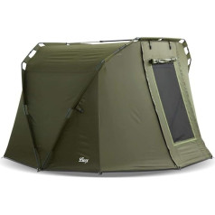 Lucx® Caracal Fishing Tent 1 to 2 Man Bivvy 2 Person Carp Dome Fishing Tent 295 x 290 x 165 cm 10,000 mm Water Column Camping Tent