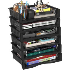 Zopnny Letter Tray, Office Desk Organiser, File Document Holder, Stackable A4 Trays, Black (6 Layers)