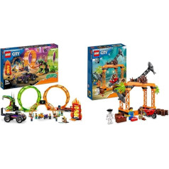LEGO 60339 City Stuntz Stunt Show Double Looping Set, Including Ramp, Monster Truck, 2 x Motorcycle and 7 Mini Figures & 60342 City Stuntz Shark Attack Challenge Set, Includes Motorcycle and Stunt