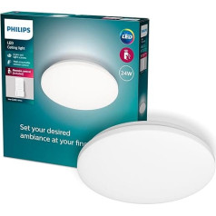 PHILIPS Izso All-in-One Ceiling Light with Remote Control (24 W) Dimmable LED Light with All White Tones Flexible Light Control without Wiring