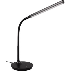 Reality Leuchten Toro R57641102 LED Table Lamp Plastic Matte Black with 5 Watt LED, Touch Dimmer, Light Colour Changeable, Flex Arm