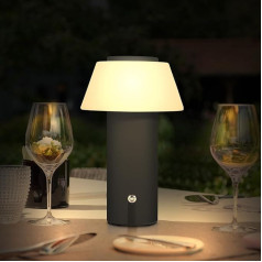 Ecvivk LED Table Lamp Wireless Mushroom Lamp Touch Dimmable Rechargeable Battery Table Lamp Warm White Bedside Lamp Portable Indoor & Outdoor Table Lamp Waterproof for Bedroom / Patio / Food (Black)