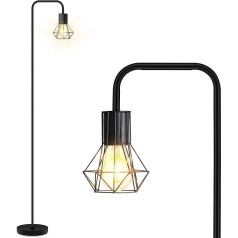 AUQUEE Floor Lamp for Living Room and Bedroom, Modern Floor Lamp with 6 W LED Bulb, Foot Button, E27 Socket, Vintage Industrial Retro Metal Floor Lamp, Office, Reading Lamp, Floor Lamp, Black