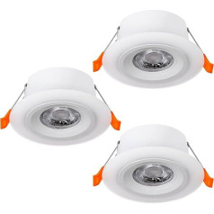 EGLO Set of 3 LED Recessed Spotlights, Calonge, Ceiling Spotlight, Round Recessed Spotlight, Lighting for Suspended Ceilings, Plastic Ceiling Spotlight in White, Diameter 7 cm